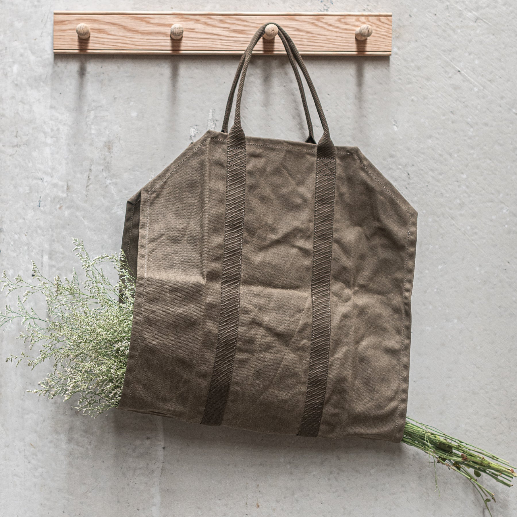 Waxed Canvas Log & Produce Carrier