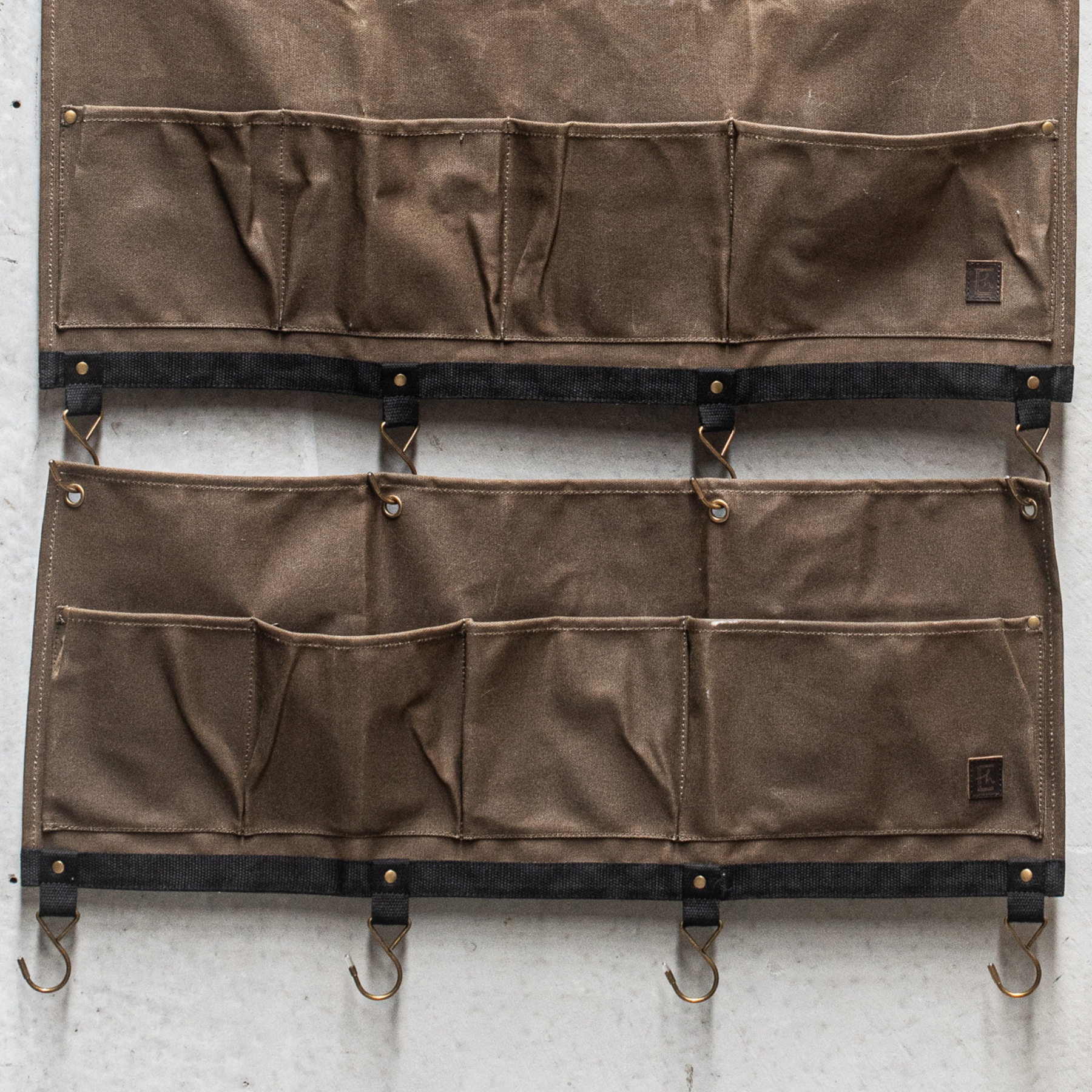 Waxed canvas tool hanger